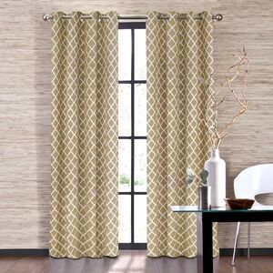 Colordrift Misha 52x108 Latte Lattice Grommet Panel Curtain New with Tags
